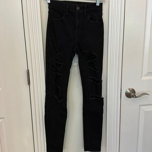 Dark black, American Eagle next level stretch high rise jeggings.
